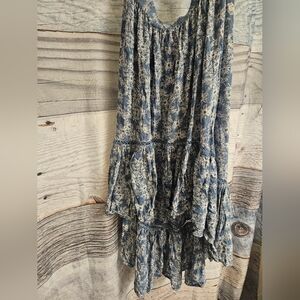 Rock & Roll Cowgirl Blue and White Floral Top